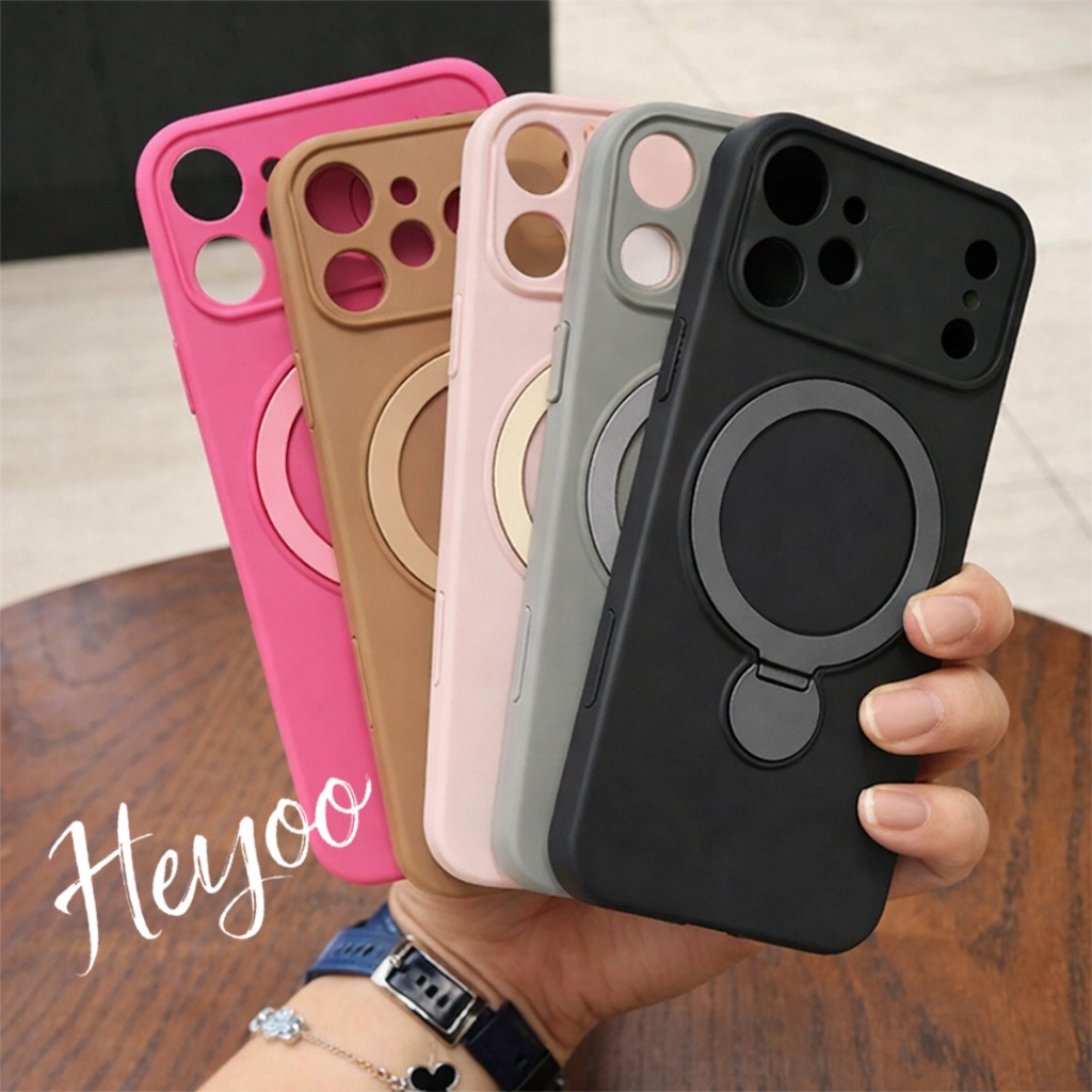 Capa Capinha Premium Magsafe Silicone Líquido C/ Suporte Proteção Lente Antichoque Para iPhone 13 14 15 16 17