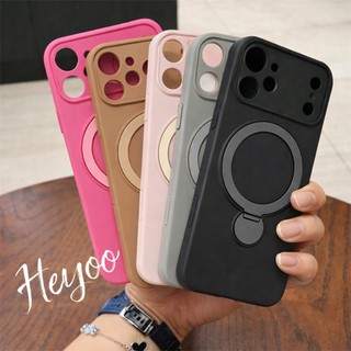 HEYOO Capa De Telefone Para iPhone 14 15 16 17Pro Suporte Anel Giratório 360° Toque Aveludado Proteção Câmera Anti Queda