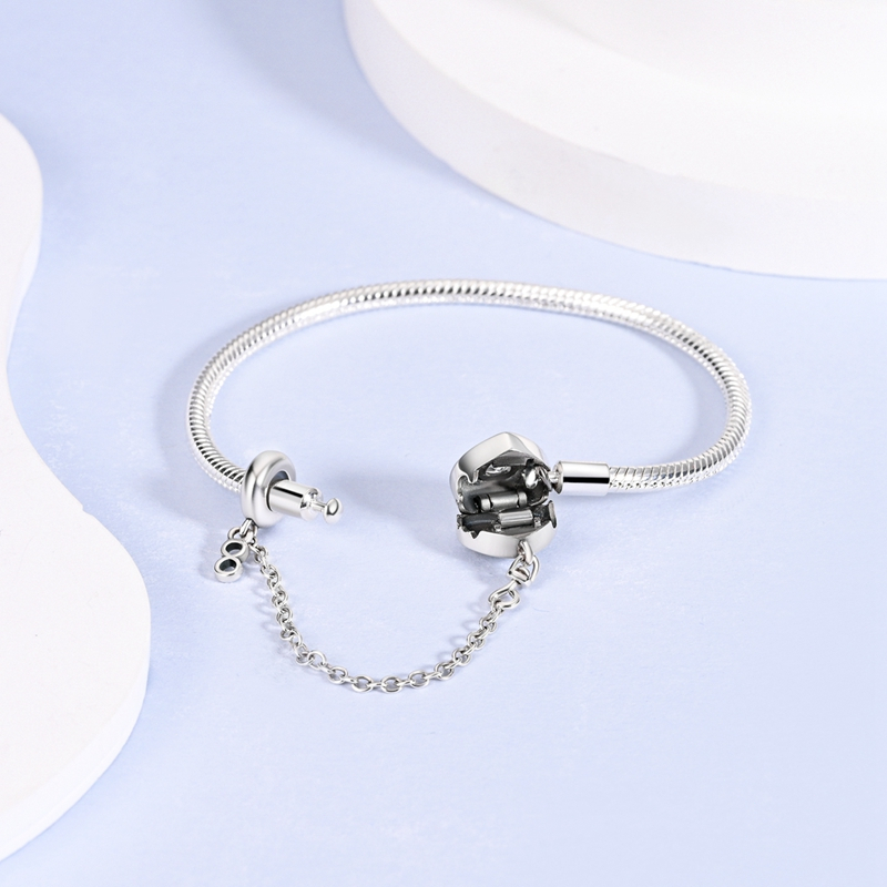 Pulseira berloque prata S925 Moda Feminina Joias Elegantes DIY Charme Presente de Aniversário — imagem 2 de 2