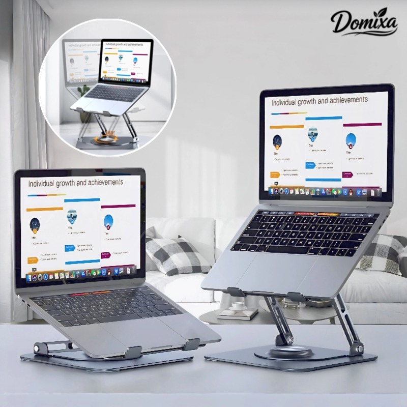 Suporte ajustável de alumínio para laptops de 10 a 17 polegadas. Suporte para laptop com rotação de 360°.