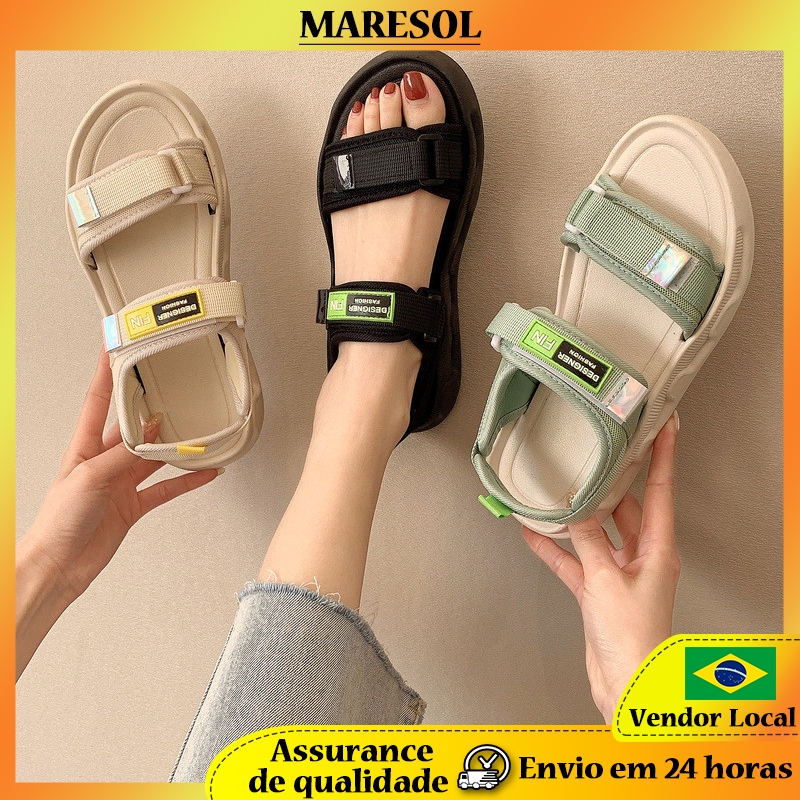 MARESOL novo estilo sandálias femininas desgaste exterior primavera verão sola macia confortável sapatos planos praia es