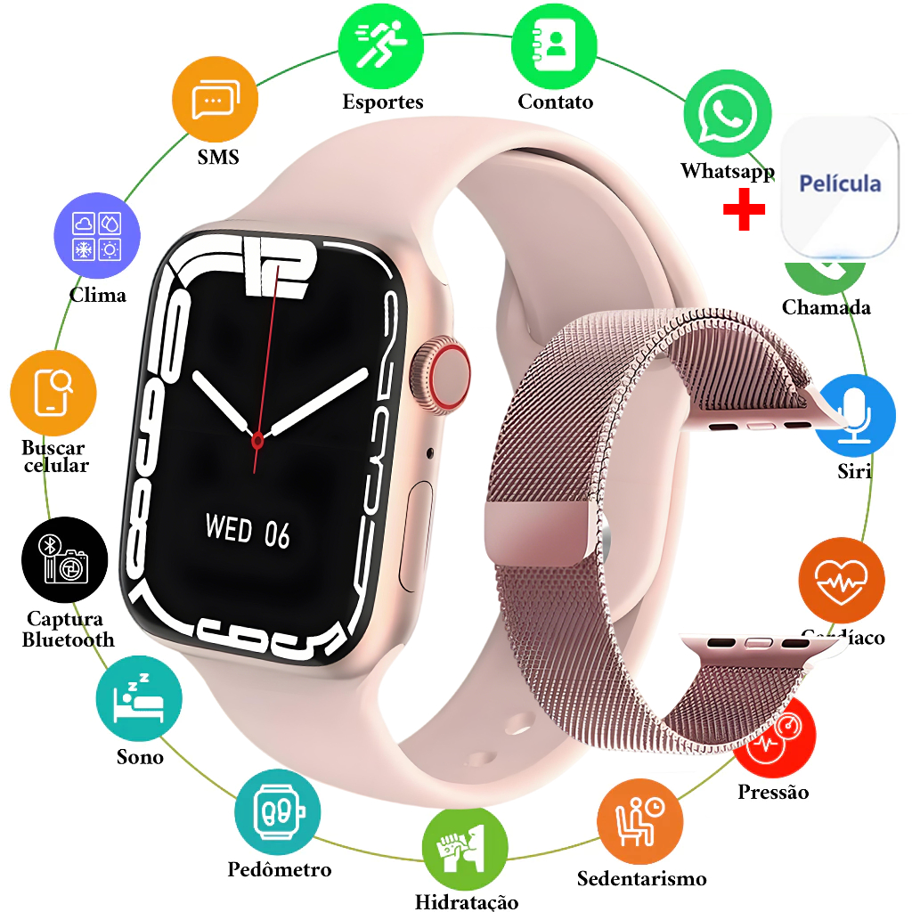 Novo Smartwatch S10 Mini 38mm com Chamada Bluetooth e Calculadora – Estoque Disponível Pronta Entrega