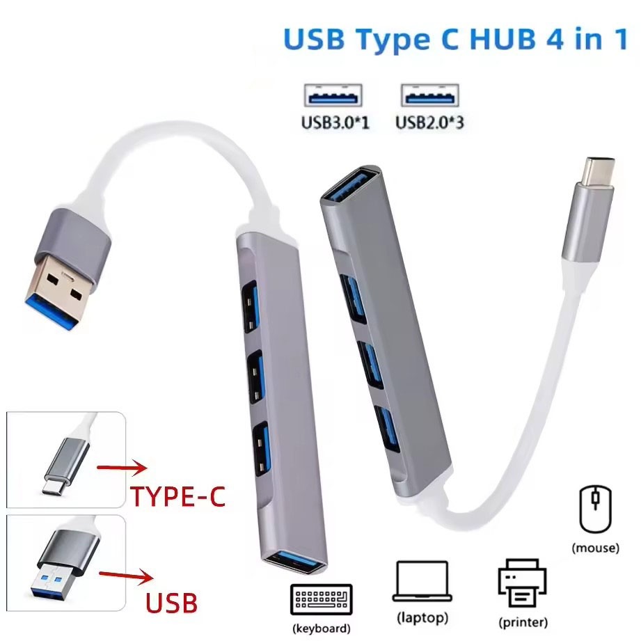 4 Portas USB 3.0 Hub OTG Alta Velocidade Tipo c Divisor Multiporta Estável &-Adaptador Para PC Acessórios De Computador