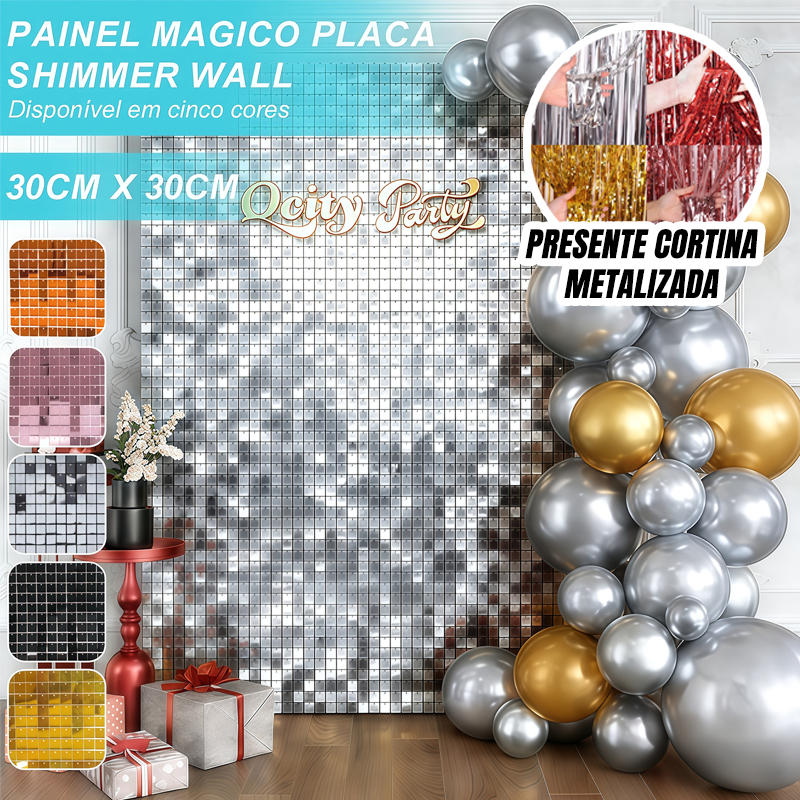 Kit 9/21/30/36 Painel Mágico Paete Lantejoulas Shimmer Wall Placa Pastilha Festa Casamento 30cmx30cm