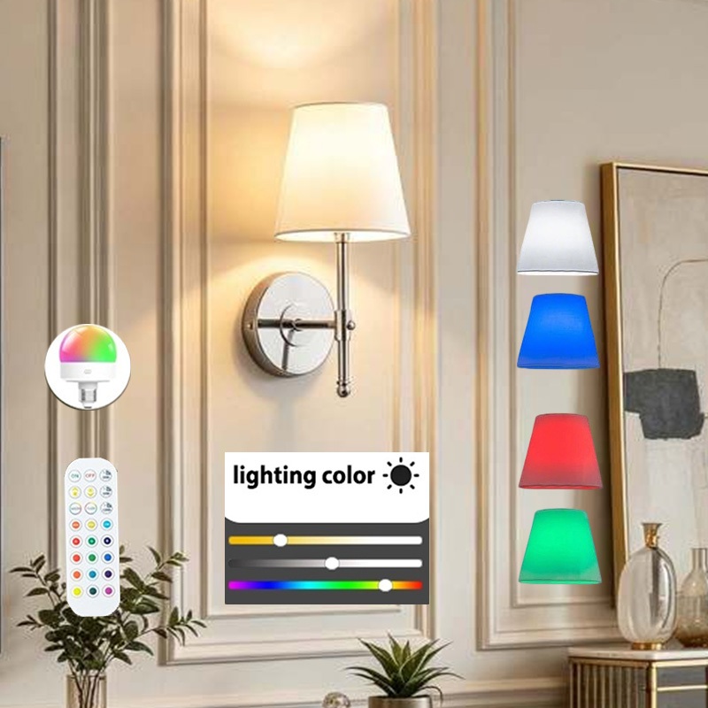 Arandela de Parede Sem Fio Recarregável Lâmpada RGB Luminária De Parede Arandela Cabeceira Quarto Corredor Banheiro