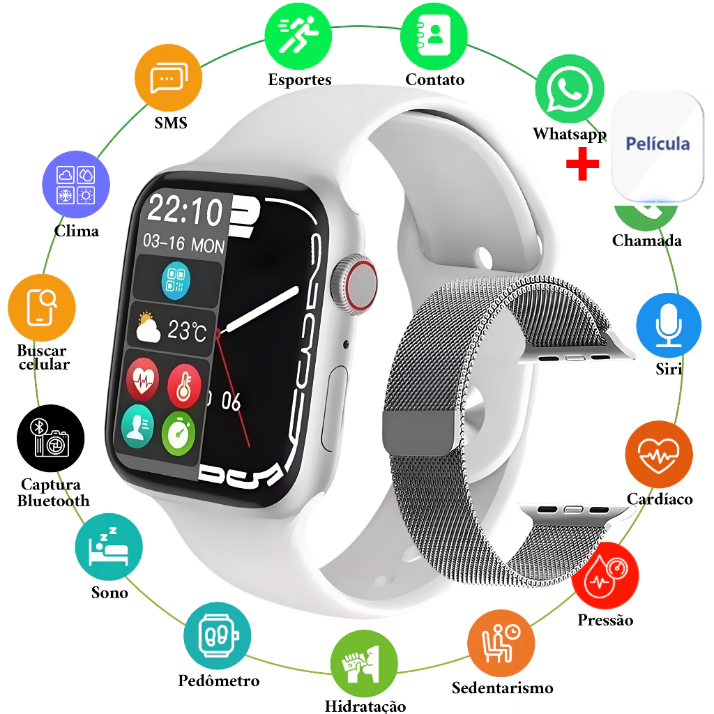 2026 Smartwatch Original S10 Mini com Chamada Bluetooth Monitor de Pressão Impermeável e Esportivo Envio de São Paulo