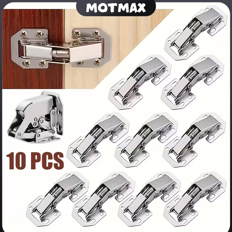 10 Peças Dobradiças De Armário Amortecedor Hidráulico 90 Graus Sem Perfuração Aço Cozinha Móveis Domésticos Hardware