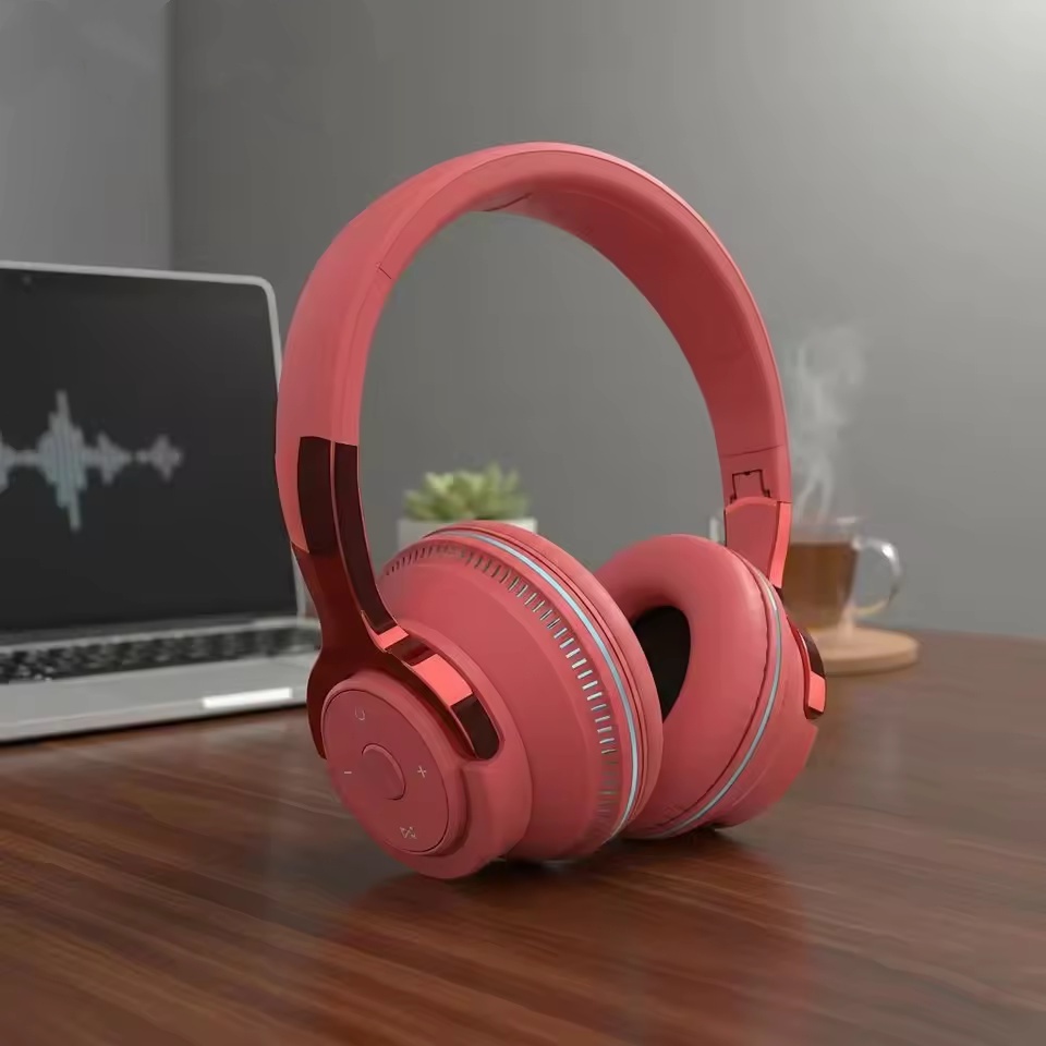 Dobrável Sem Fio Bluetooth Fones De Ouvido Com Microfone Som Estéreo Macio Earmuffs RGB Luz Modo Cartão AUX Stretchable 