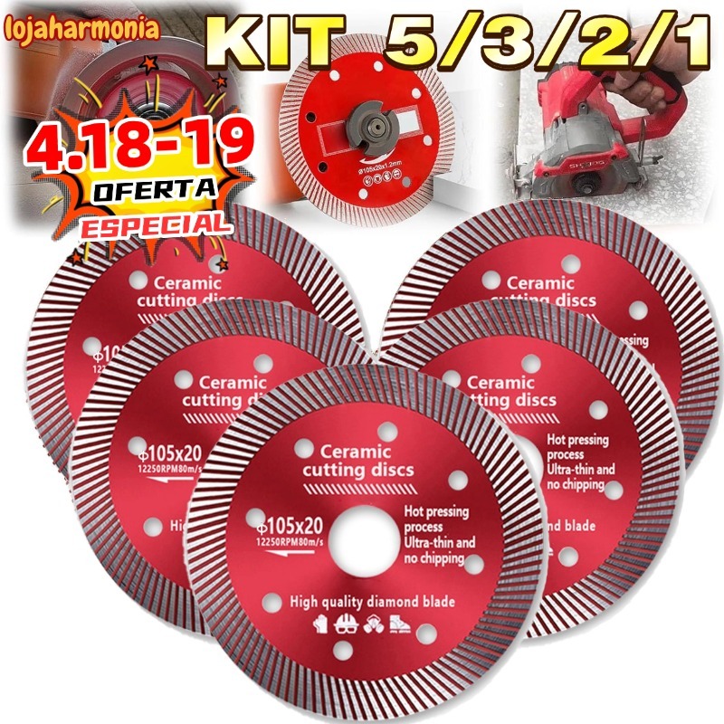 Kit5/3/2/1 Disco de Corte Diamantado Porcelanato 105 mm x 20 mm - 1,4mm A melhor qualidade Super Fino Diamantado em Oferta na Shopee