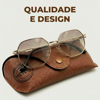 Heyoo Óculos de sol octogonais liga leve feixe duplo estilo elegante unissex