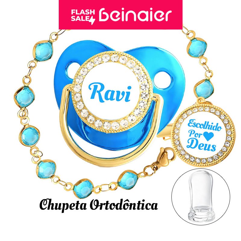 Chupeta ortodôntica para bebê, personalizada com o nome do bebê, chupeta de silicone BPA Free