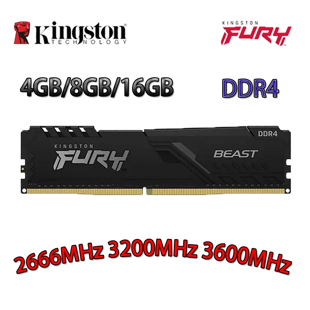Kingston HyperX Fury Beast DDR4 RAM 4 Gb 8 16 DDR4 2666/3200/3600 Mhz Memória Para PC