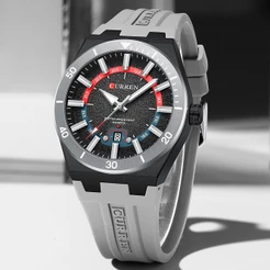 Relógio Masculino CURREN-Nova Chegada Marca Autêntica Elegante Pulseira De Silicone Macio Calendário De Mãos Luminosas D