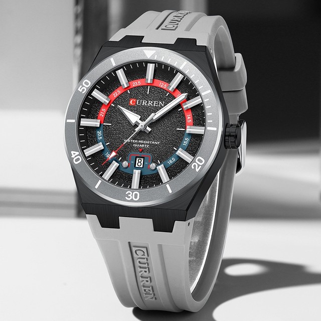 Relógio Masculino CURREN-Nova Chegada Marca Autêntica Elegante Pulseira De Silicone Macio Calendário De Mãos Luminosas D