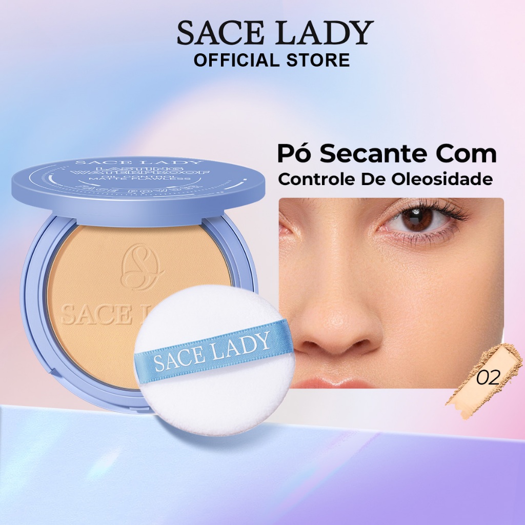 Pó Compacto SACE LADY Controle De Óleo Maquilhagem De Longa Duração