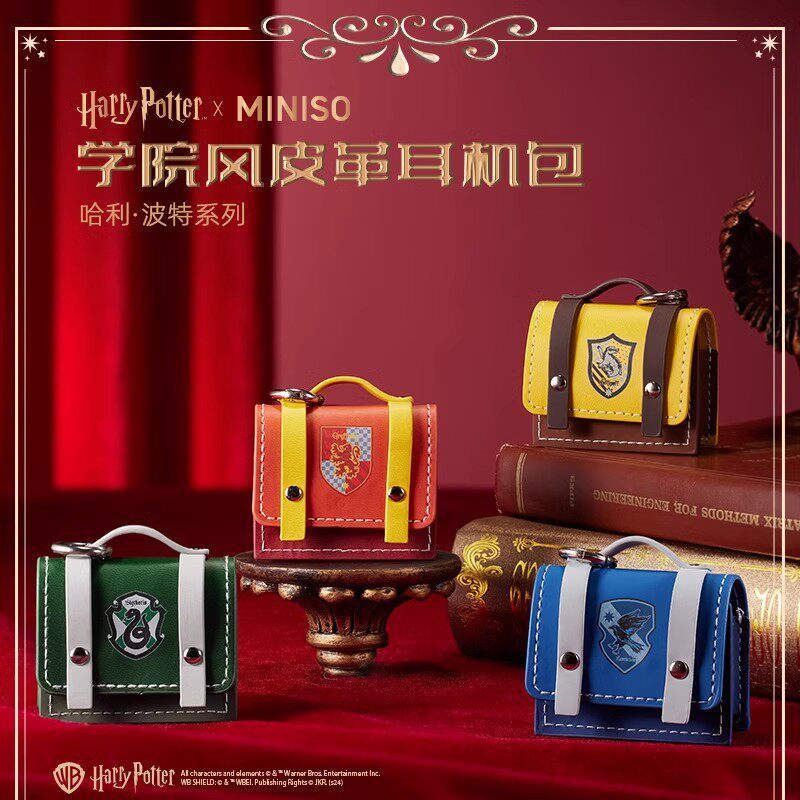 Capa De Fone De Ouvido De Couro Estilo Casa MINISO Harry Potter Sonserina Grifinória