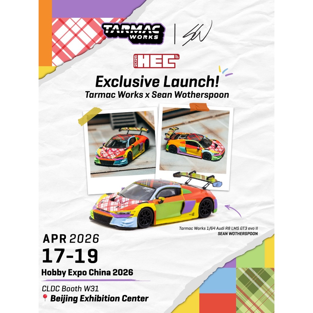 Tarmac Works x Sean Wotherspoon Audi R8 LMS GT3 EVO II 2026 Hobby Expo China Modelo De Carro Em Escala Fundida