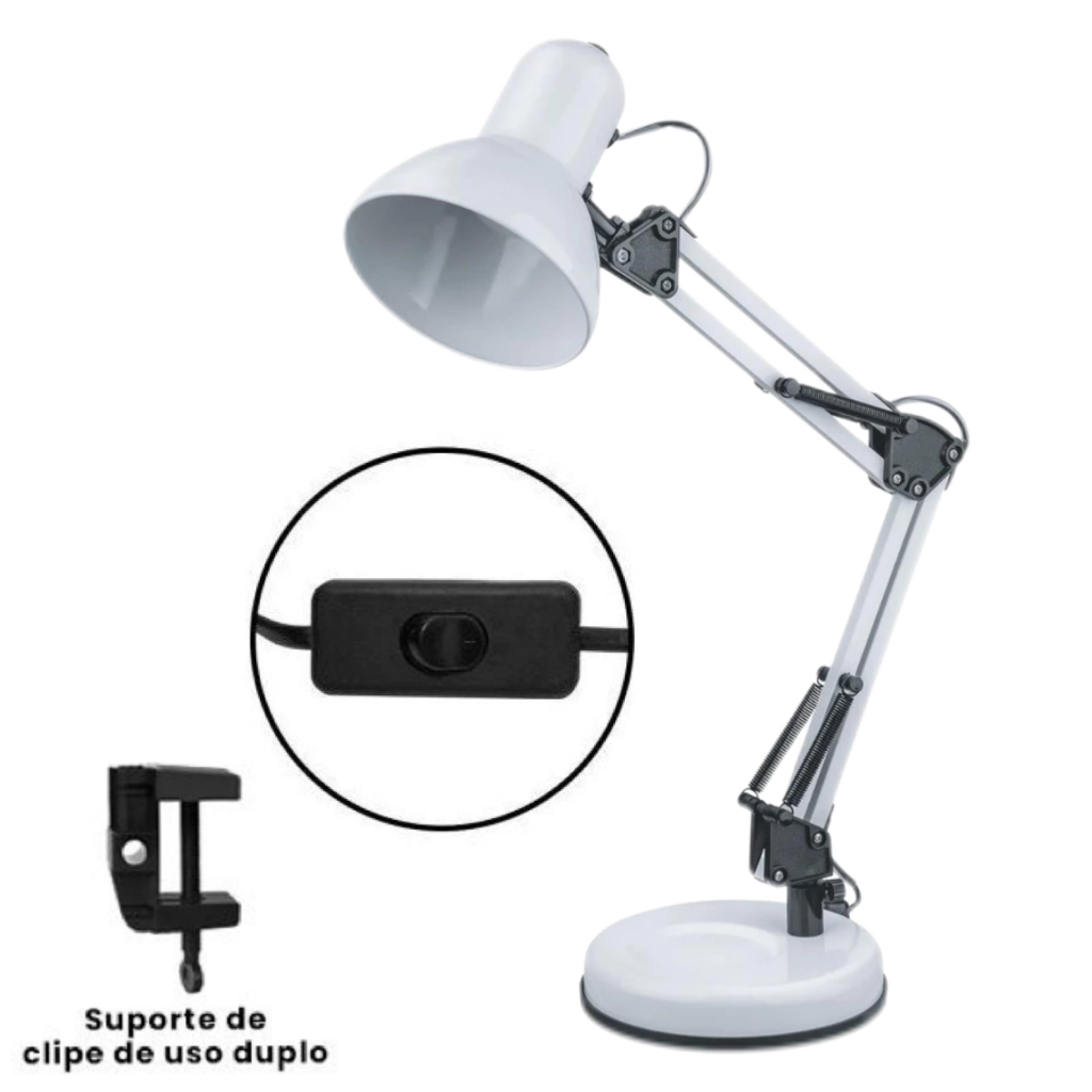 Luminária De Mesa Articulada Abajur Pixar Base Ou Garra!!