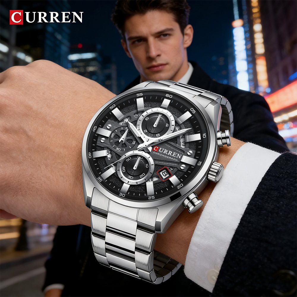 Novo CURREN Relógio Masculino Autêntico Clássico Pulseira De Aço Inoxidável Mult