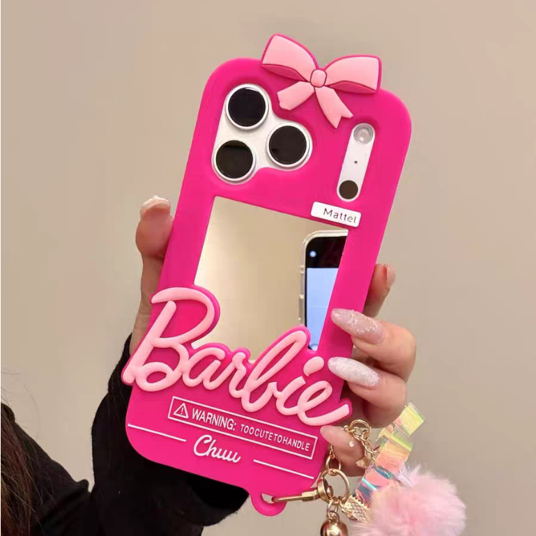 Espelho Barbie adequado para iPhone12/13/14/15 Capa de telefone barbie rosa resistente a choques