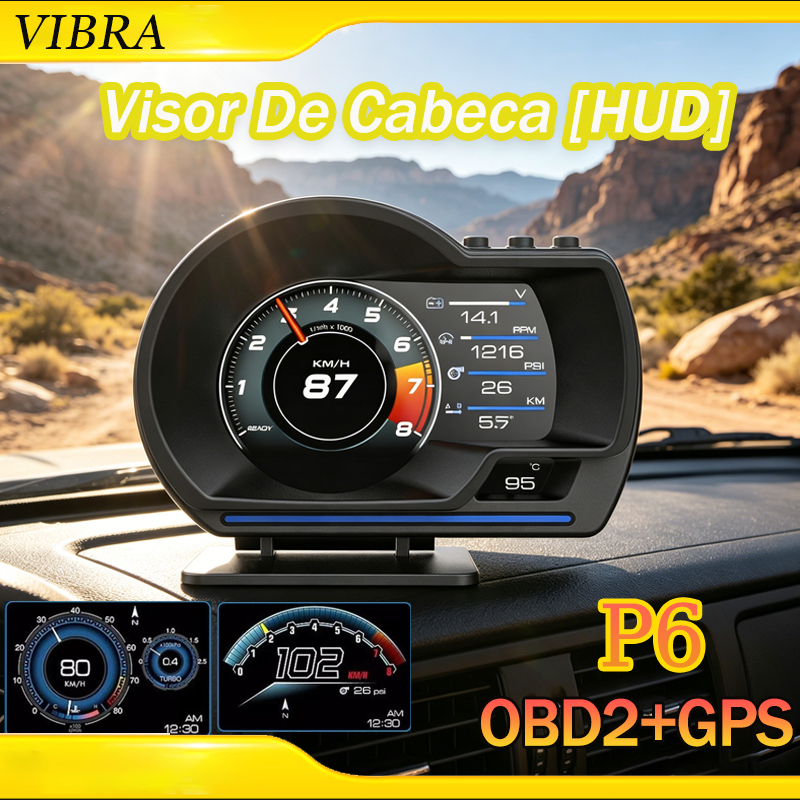 Medidor De Sistemas OBD2 Duplos Universal E GPS Velocímetro Up Display Multifuncional Temperatura Da Água Turb