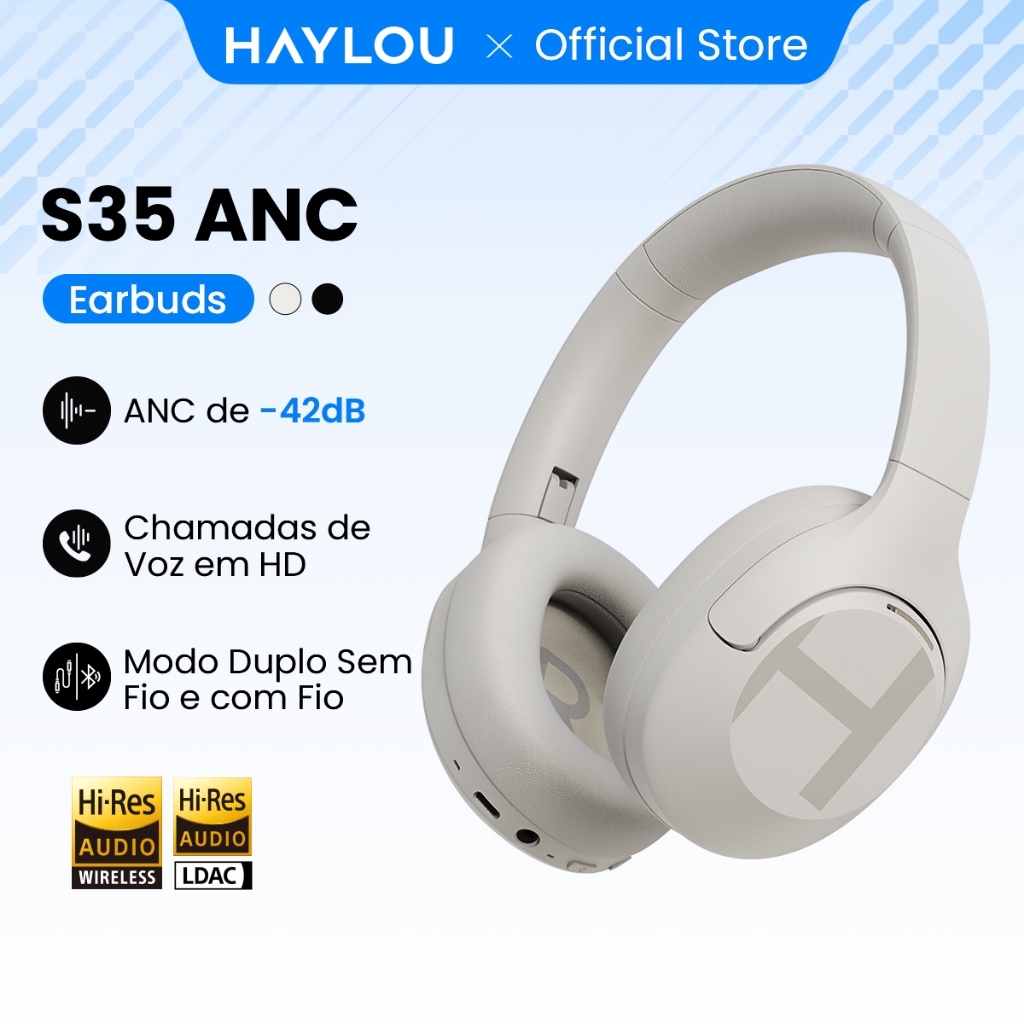 Haylou S35 Anc Fones de Ouvido Cancelamento de Ruído (Universal Comfort) Fone Design Moderno Som Incrível — R$ 200,00 em Shopee