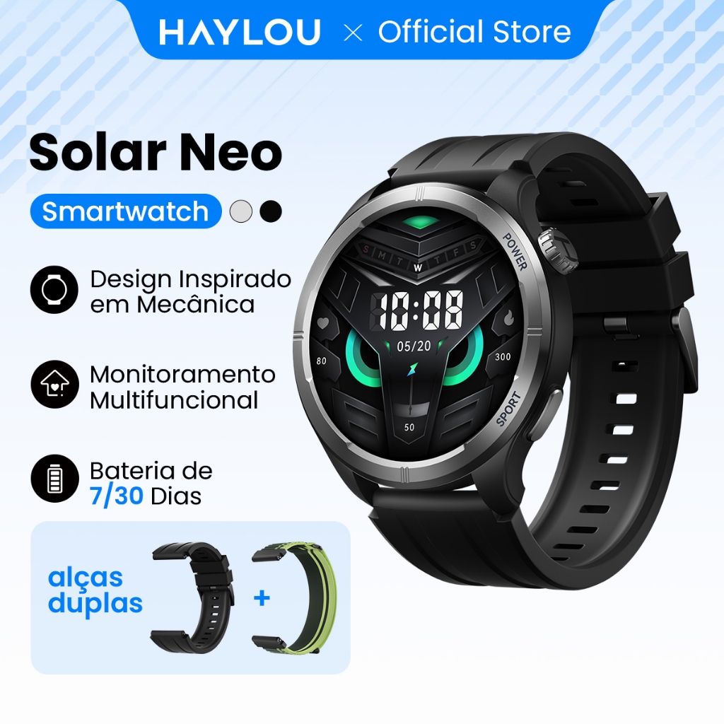 Haylou Solar Neo Relógio Esportivo Smartwatch 1.53"HD 30Day Endurance Bluetooth5.3 IP68 À Prova D'água