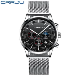 CRRJU Relógio masculino de quartzo multifuncional à prova d'água, estilo comercial de luxo de alta qualidade2260 XM
