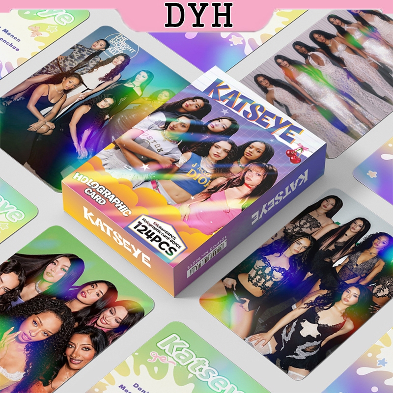 124 Pçs/Caixa KATSEYE Photocards O Bonito CHAOS Gabriela Holográfico LOMO Cartão Adesivo KPOP Coleção De Adesivos