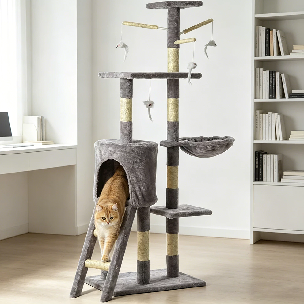Arranhador Torre De Gatos Toca Grande Poste Sisal De Luxo 4 Andares