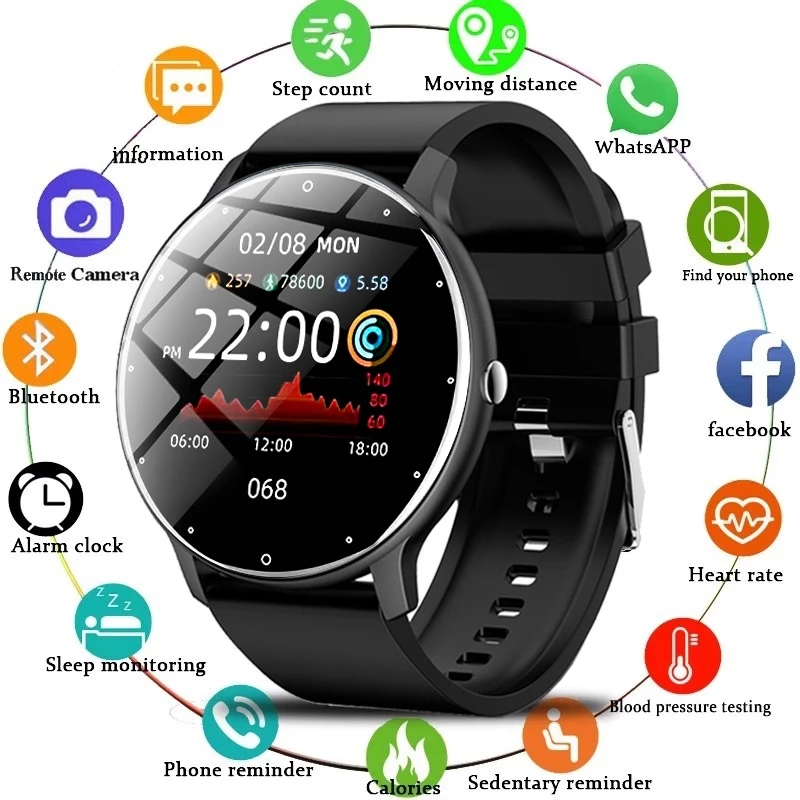 LIGE Relógio inteligente masculino à prova d'água com Bluetooth de freqüência cardíaca