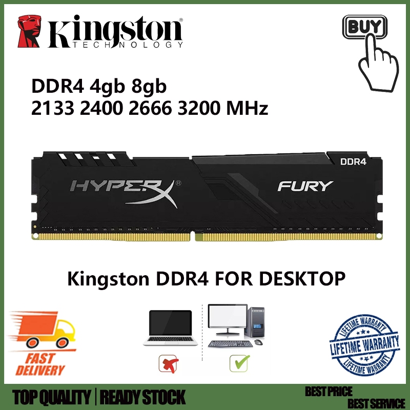 Kingston HyperX FURY DESKTOP RAM DDR4 8GB/4GB 3200/2666/2400/2133MHz Memória PC4 288pin Para Computador