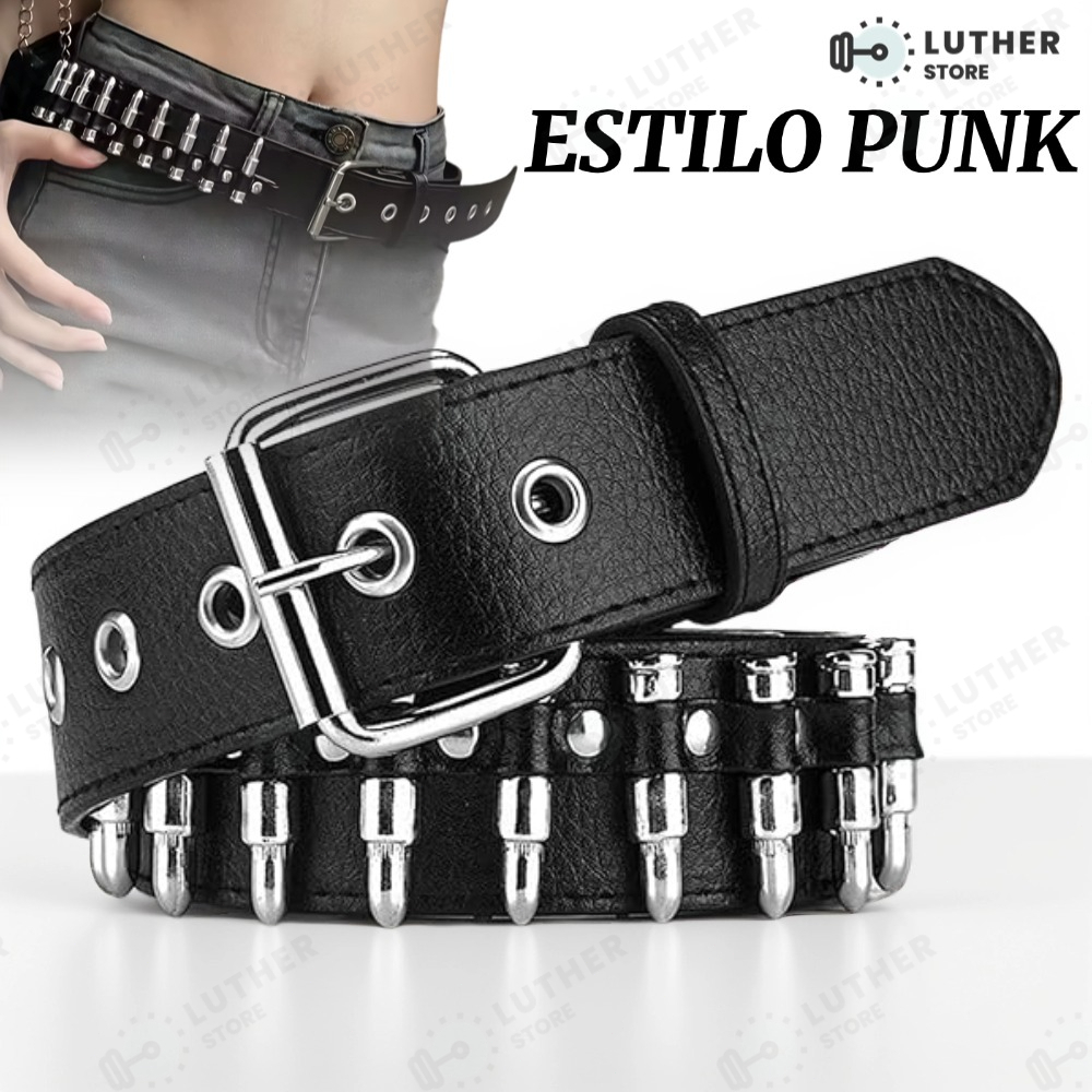 Cinto de corrente com rebites estilo punk europeu e americano, estilo rock em Oferta na Shopee