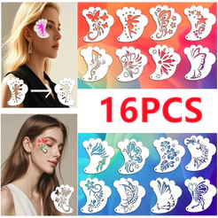 16 Pçs Modelos De Pintura Facial Estênceis Reutilizáveis , De Arte Infantil , De Desenho DIY , Ferramenta De Maquiagem D