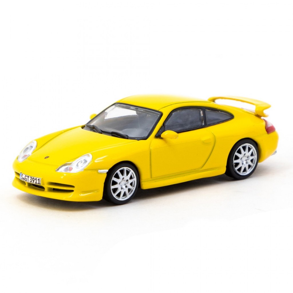 Tarmac Works T64G-069-YL 1/64 Porsche 911 GT3 Tipo 996 Carro Modelo Em Escala Fundida Amarela
