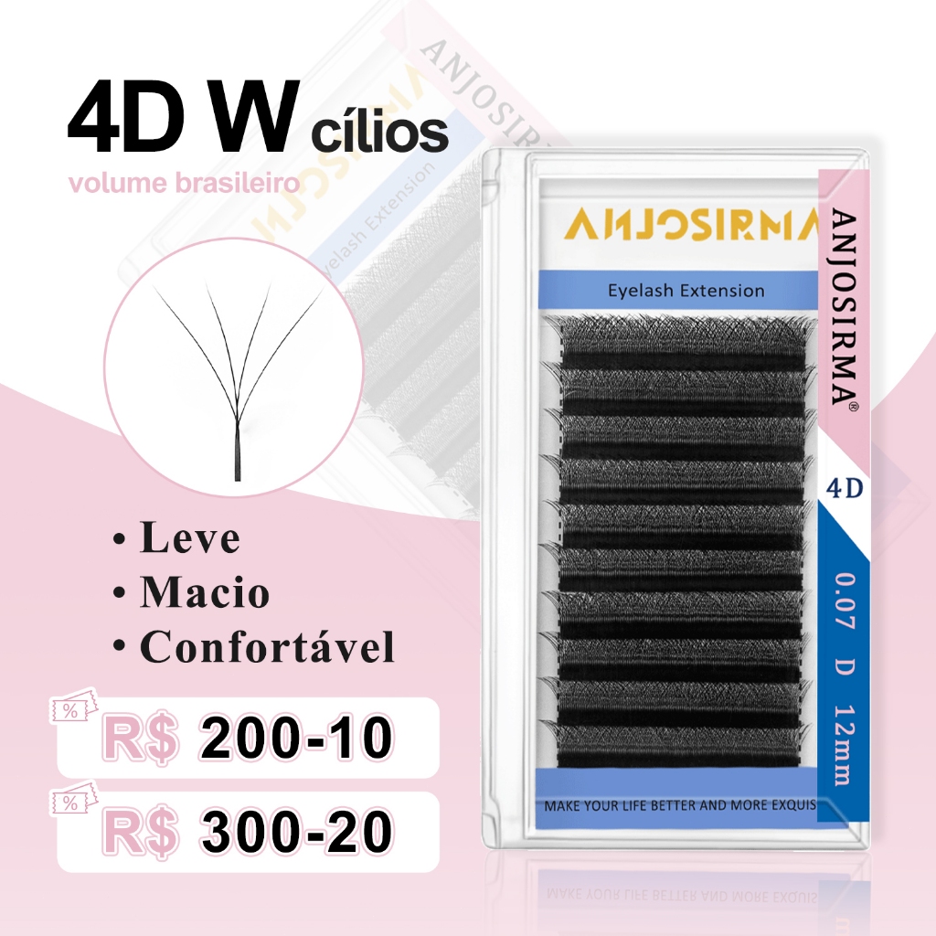 Imagem ANJOSIRMA 4D W Extensões De Cílios Em Forma Com Volume Pré-Fabricado Ventilador De Falsos Naturais De