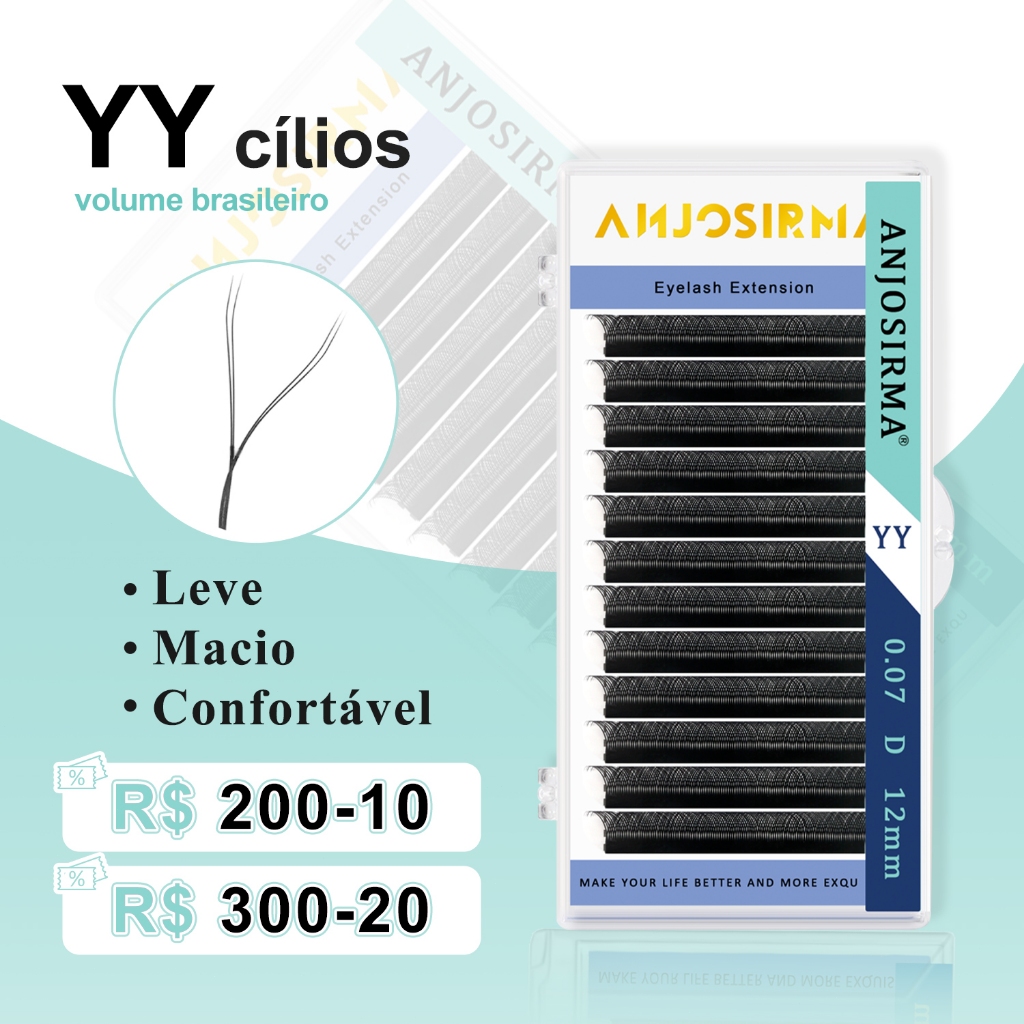 Pestanas ANJOSIRMA YY Shape Cílios Fox Eyes Faux Mink Brasileiras Macias Premade Volume De Ventilador
