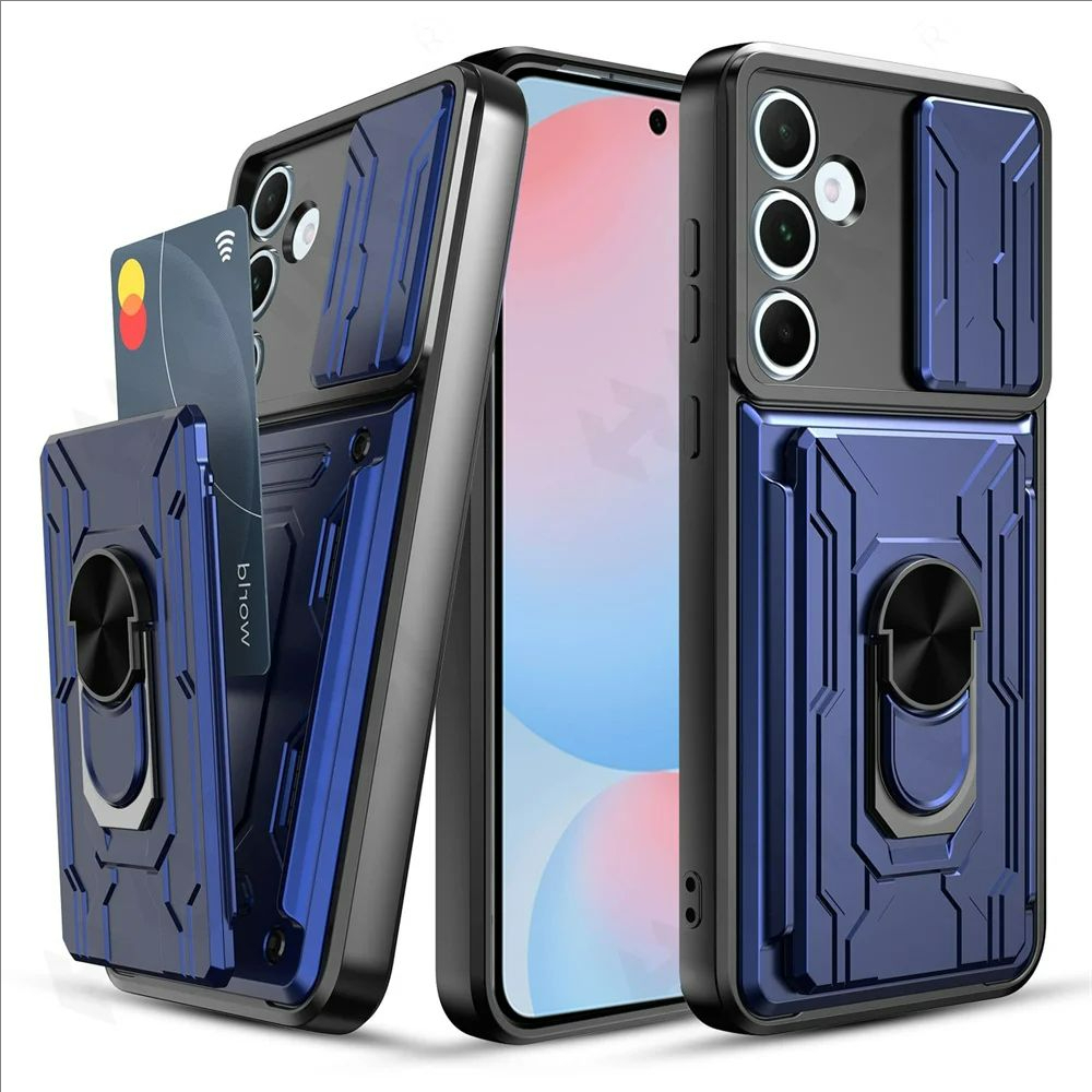 Para Samsung Galaxy A56 A36 A26 A06 A16 5G A15 A25 A35 A55 A14 A34 A54 A53 Caso Bolso De Cartão Com Suporte De Anel Magn