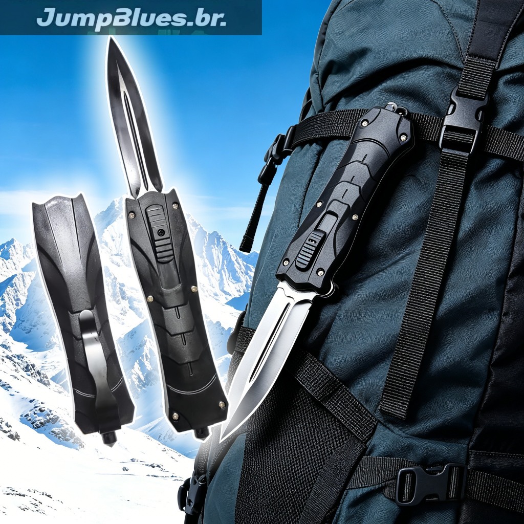 Canivete Tático Aço Inox Dobrável Automático Bainha Tática Bolso Camping Sobrevivência Quebra Vidro