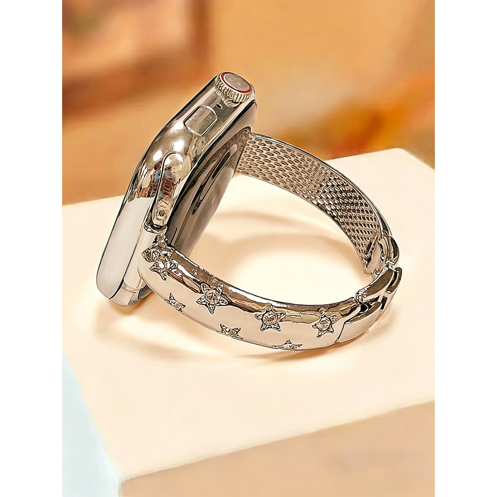 Pulseira De Metal Estrela Brilhante Compatível Com Apple Watch Band 38/42 40/44 41/45/49 S10/11 42/46mm Feminina Fina De