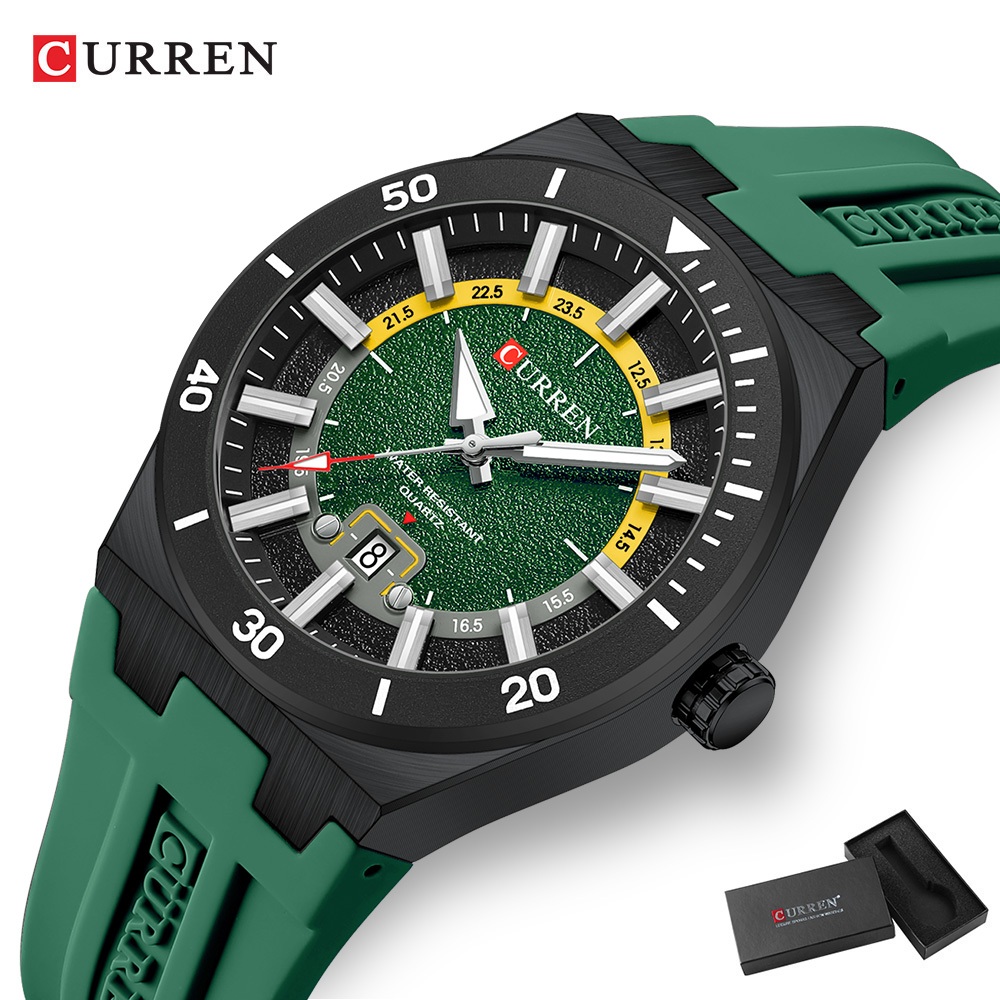 Relógio Masculino CURREN Genuíno Novo Modelo De Pulseira De Silicone Elegante Ca
