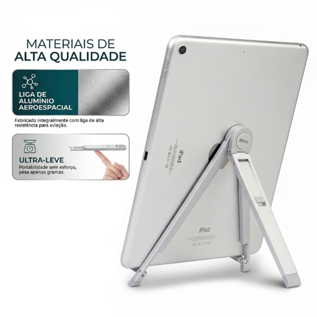 HEYOO x HREBOS Suporte dobrável para Tablet em liga de alumínio Suporte para telefone de mesa ajustável em várias veloci