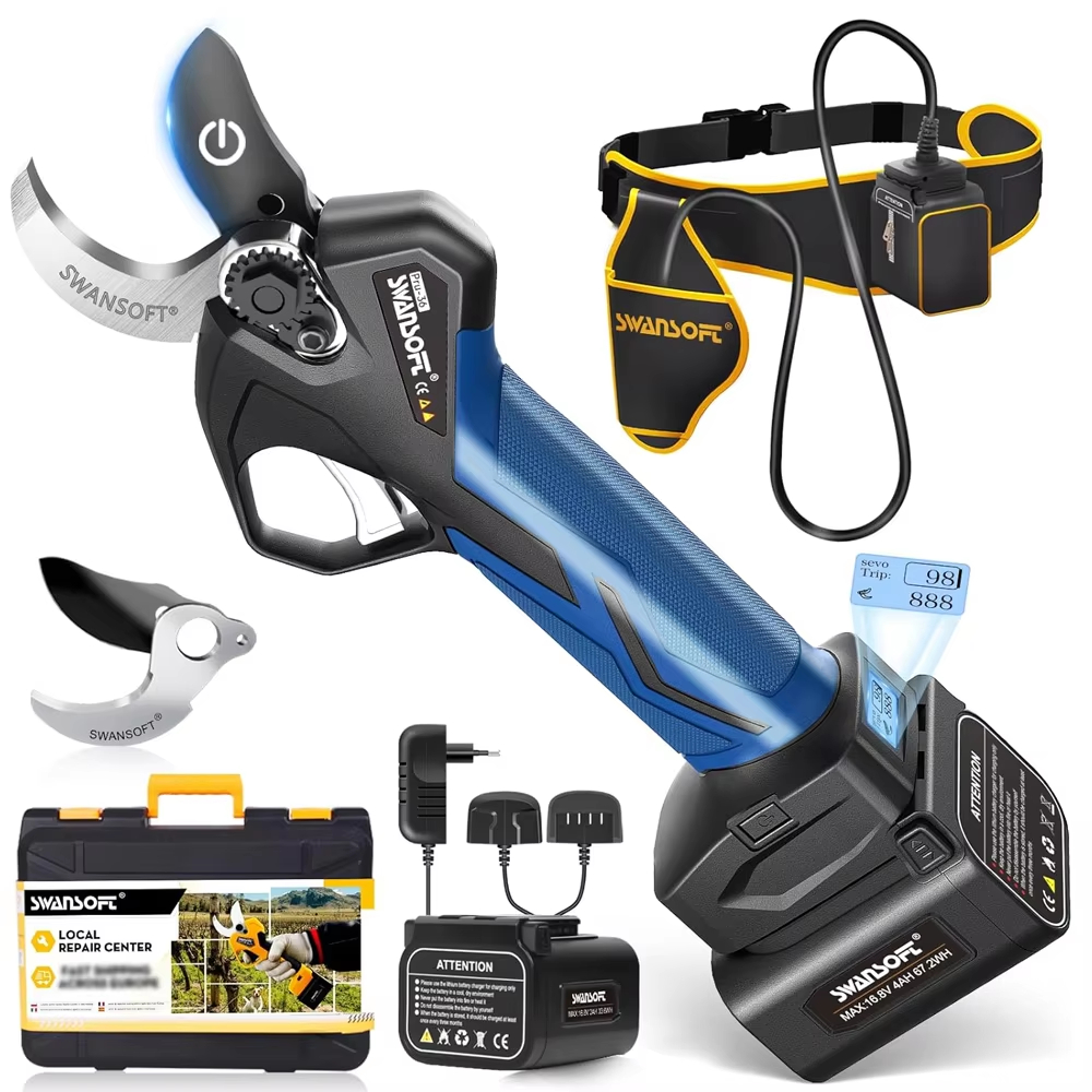 Tesoura De Poda Elétrica SWANSOFT 36 Mm Com Duas Baterias 8-10 Horas De Trabalho Ferramenta De Jardinagem PRU36