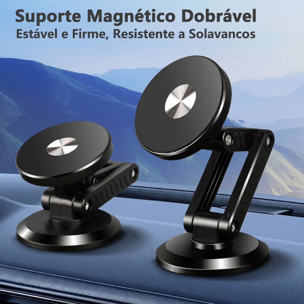 Suporte Magnético Forte Para Telefone Carro 360 ° Giratório Dobrável De Sucção A Vácuo