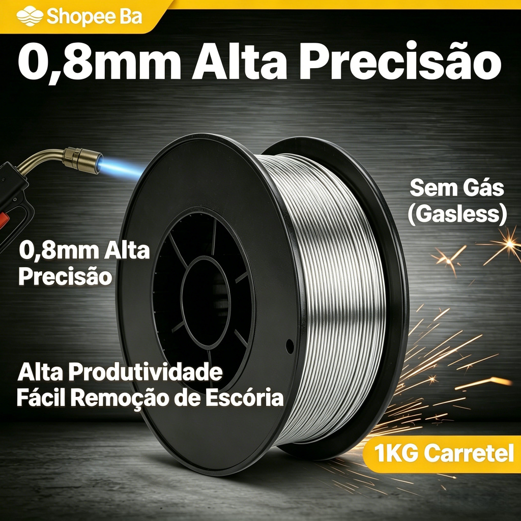 ARAME DE SOLDA MIG TUBULAR USO SEM GÁS 0.8MM/1MM 1KG ROLO E71TGS Ferplus