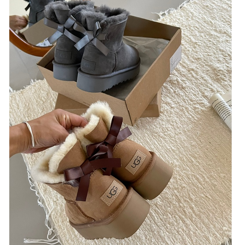 UG Botas De Neve De Sola Grossa De Fita Única Para Mulheres , Tubo Curto , Sapatos De Algodão Quentes E Grossos O Inver