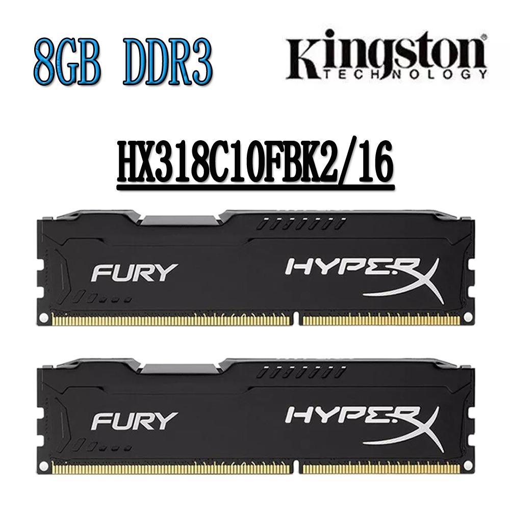 kit Kingston HyperX Fury DDR3 RAM 16 Gb (2x 8) DDR3 1866 Mhz HX318C10FBK2/16 Memória De Mesa Preta