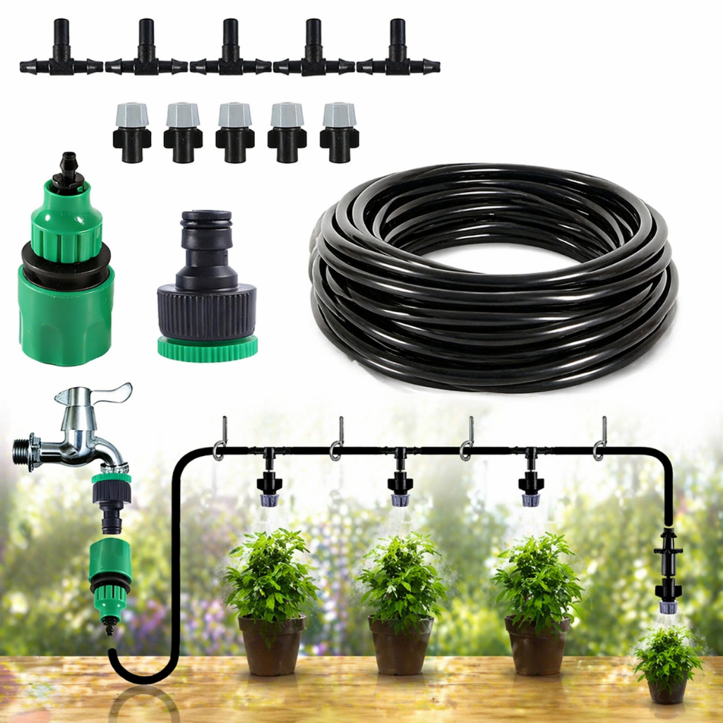Kit 10m Irrigação De Jardim Tubo De Jardinagem Sistema De Névoa De Refrigeração Mangueira De Água Automático Conjunto