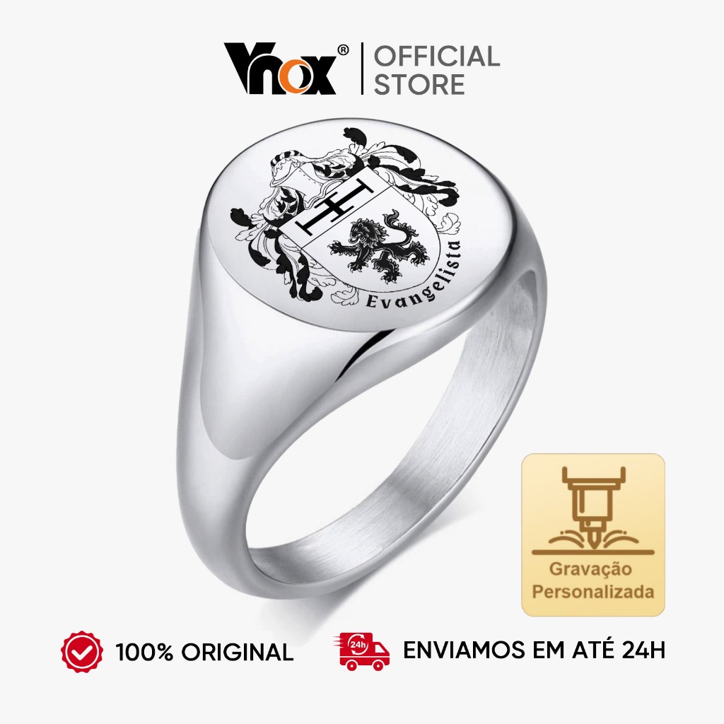Vnox Anel de Aço Inoxidável Unissex Joia Personalizada para Presente Anel de Formatura