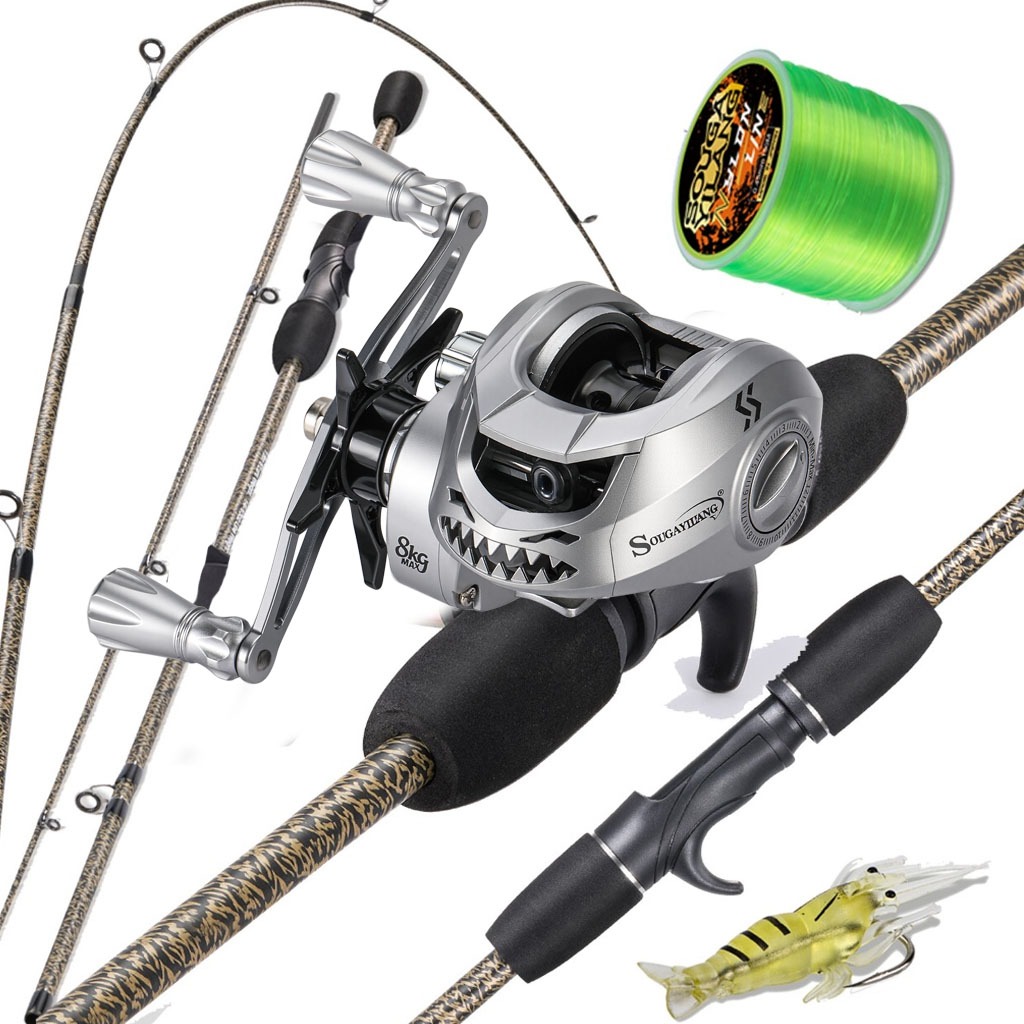 Sougayilang Conjunto Completo De Vara De Pesca De Fundição De 1.8 M 5-10LB 7.2 : 1 UL Carbono Arraste Máximo 10 Kg